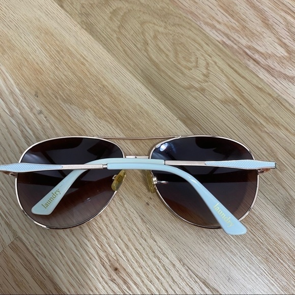 Laundry Shelli Segal Aviator Sunglasses Gold White - Picture 3 of 7